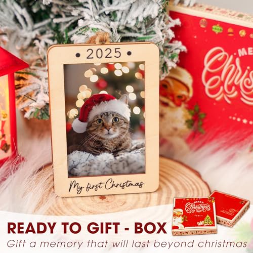 Christmas Ornament Picture Frame - Wooden Landscape Photo Frame for Tree U75225