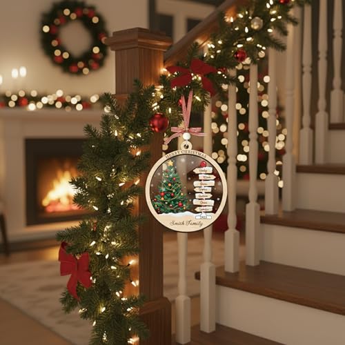Personalized Christmas Wooden Ornaments with Family Names J389
