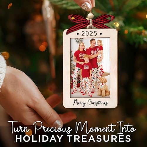 Christmas Ornament Picture Frame - Wooden Landscape Photo Frame for Tree U75225
