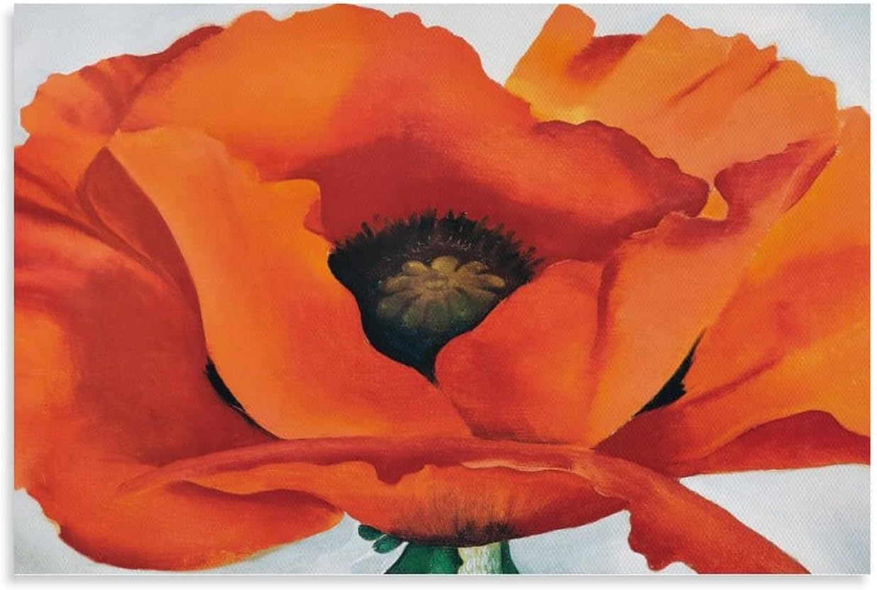 Red Poppies Georgia O'Keeffe Art Flower Poster Wall Art Paintings Canvas Wall Decor Home Decor Living Room Decor Aesthetic Prints 16x24inch(40x60cm) Unframe-Style