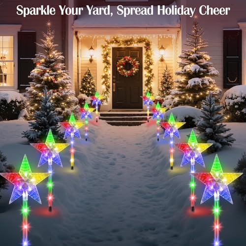 Solar Walkway Lights Outdoor, 8 Pack Candy Cane Christmas Decorations P5544