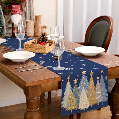 Christmas Table Runner 13x72 Inch, Red Winter Holiday Decor S612