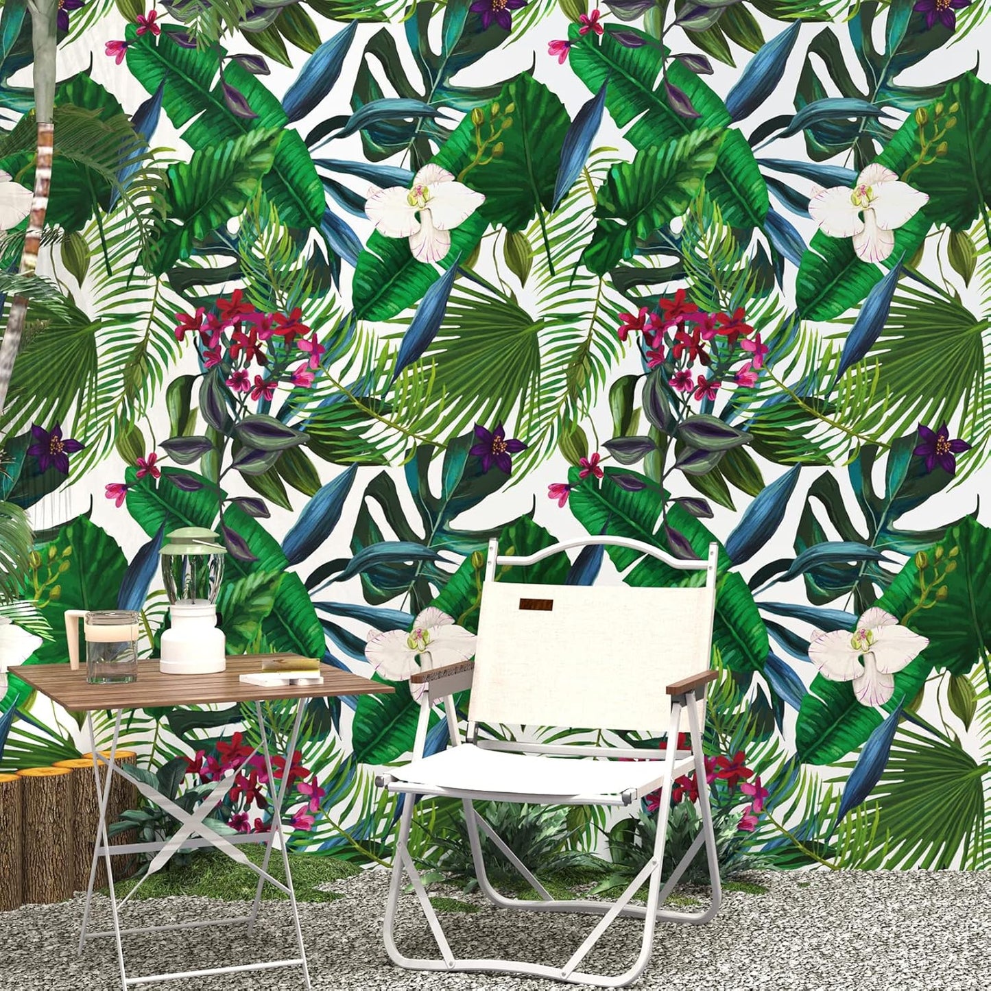 Tropical Peel and Stick Wallpaper Green Floral Contact Paper, 24"x118" P47547