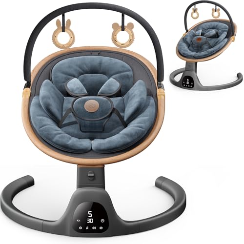 Baby Swings for Infants, Fasonbaby Bluetooth Infant Swing with Music Speaker with 3 Seat Positions, 5 Speeds and Remote Control - Portable Baby Swing for Indoor and Outdoor (White)