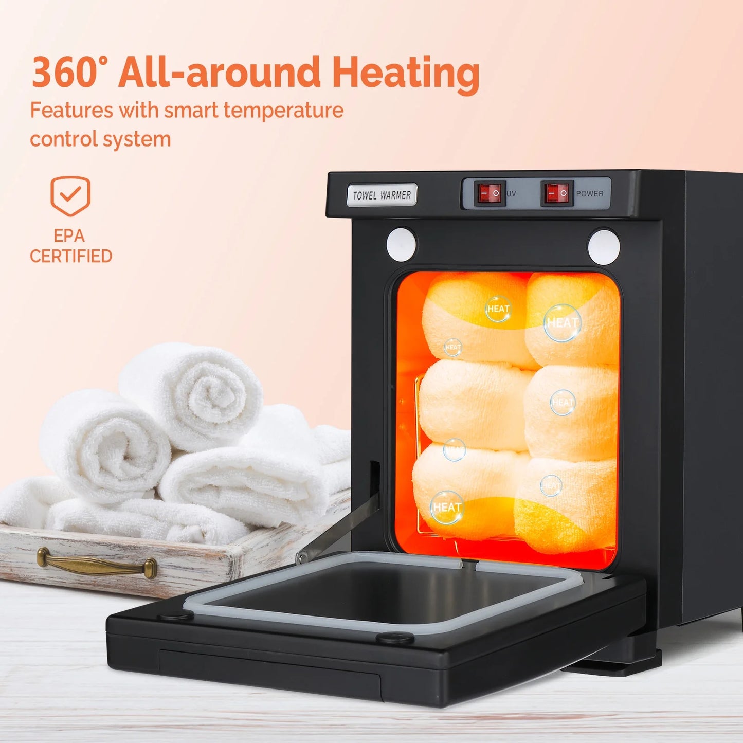 Hot Towel Warmer Cabinet with UV Sterilizer, 5L, Black I132