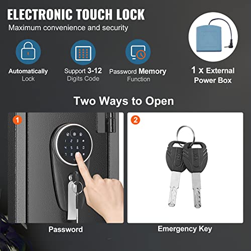 6-8 Rifles Gun Safe with Fingerprint and Digital Keypad Lock S64165