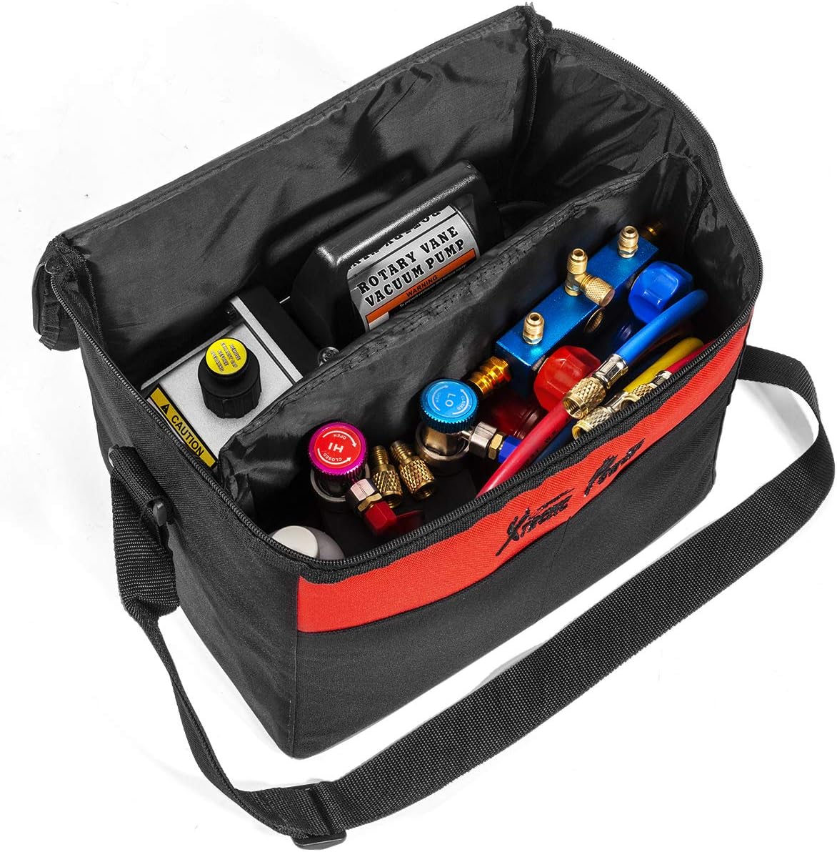 HVAC Air Vacuum Pump 3CFM with Manifold Gauge and Carrying Tote Q382515