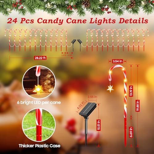 Solar Candy Cane Lights Outdoor Christmas Pathway Lights T5836