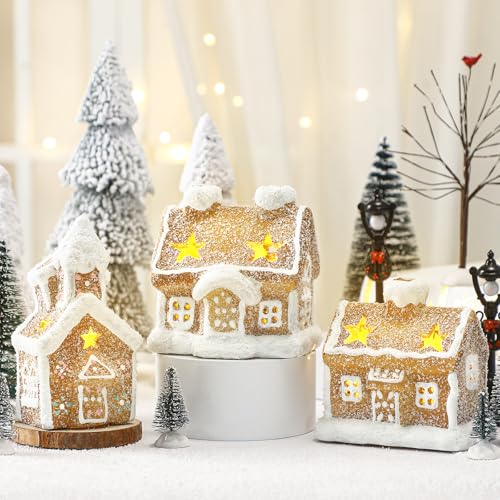 LED Christmas Gingerbread Village Set with Houses and Trees X912