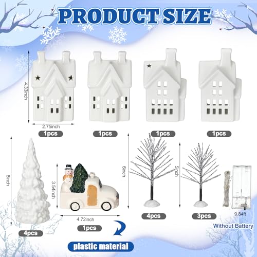 Christmas Village Set of 17 with LED Ceramic Houses and Trees R29364
