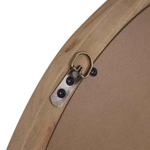Rustic 30" Round Wall Mirror with Wood Frame J1533