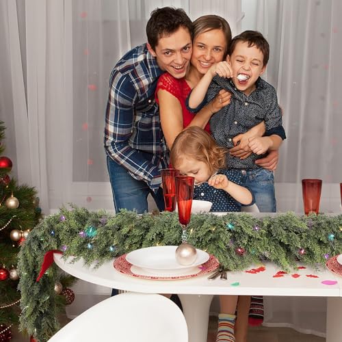9ft Prelit Faux Pine Garland with Lights for Mantle Q9088