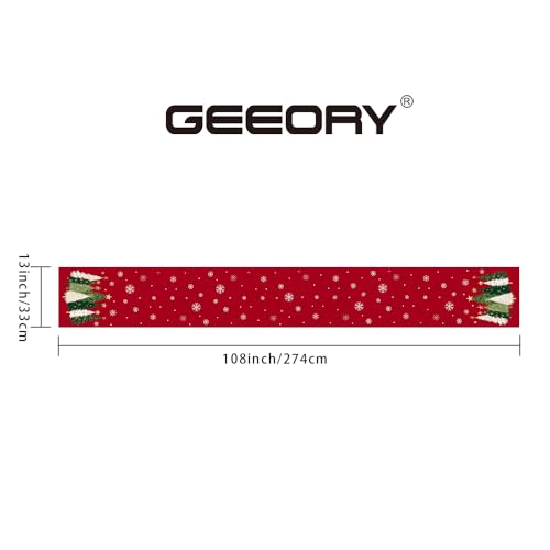 Christmas Table Runner 13x72 Inch, Red Winter Holiday Decor S612