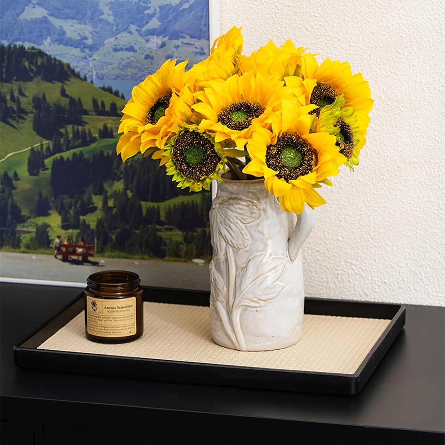 White Ceramic Vase with Handle S888693