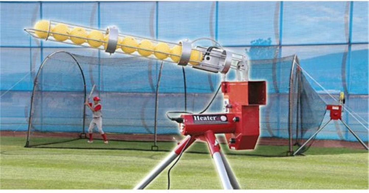 Heater Sports Sports Baseball Pitching Machine and Xtender 24 Batting Cage