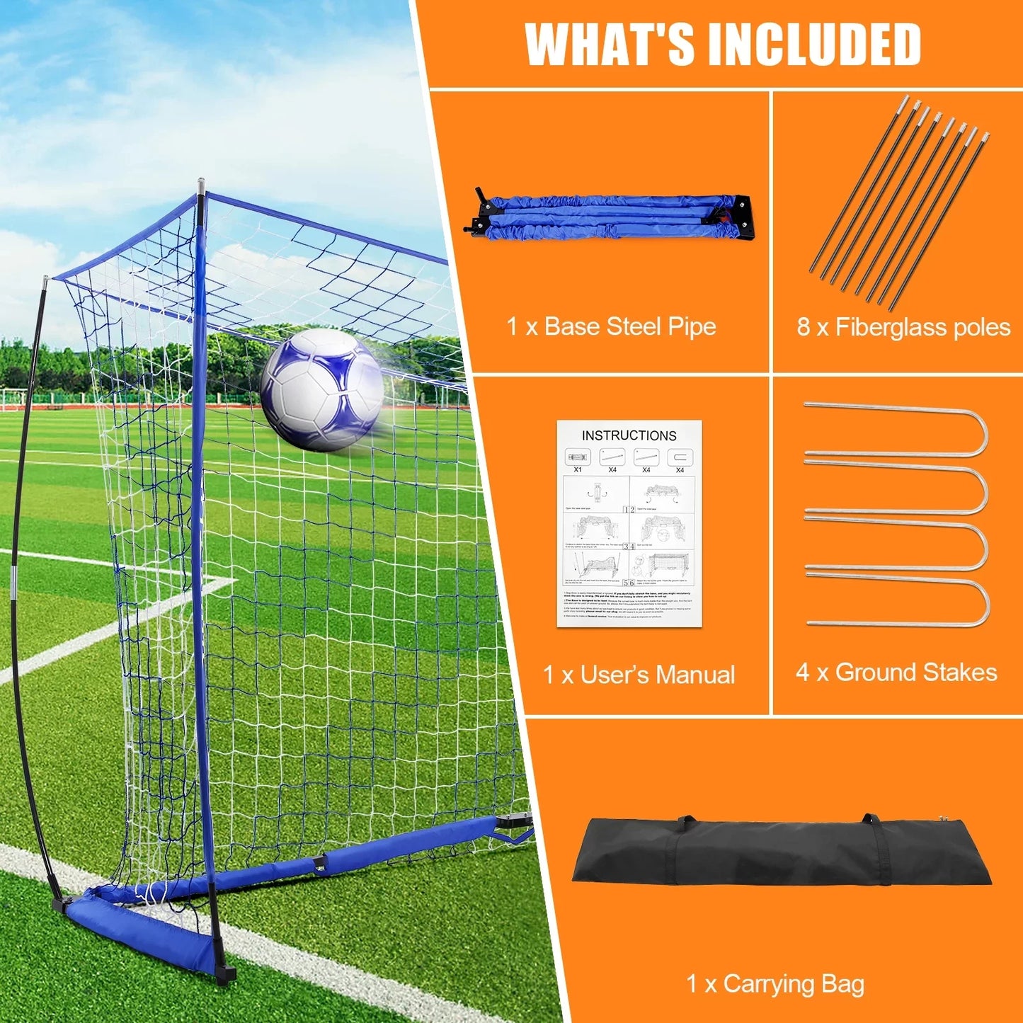 Portable Soccer Goal 12 ft x 6 ft for Backyard Training S15988