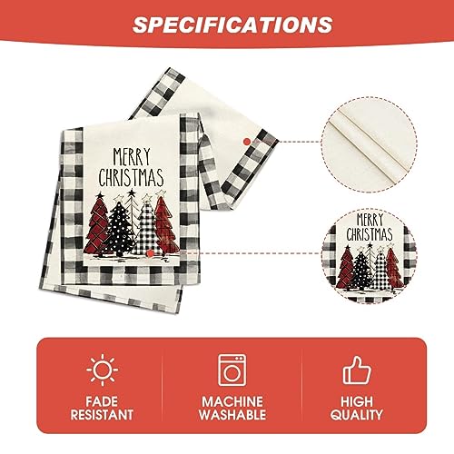 Buffalo Plaid Christmas Trees Table Runner, Winter Holiday Kitchen Dining Decor, 13 x 108 Inch A940