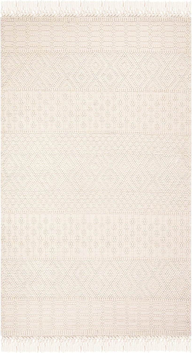 SAFAVIEH Natura Collection Accent Rug - 2' x 3', Ivory, Handmade Moroccan Boho Wool Fringe, Ideal for High Traffic Areas in Entryway, Living Room, Bedroom (NAT852B)