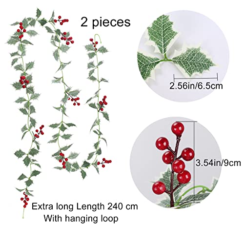 6.6 ft Christmas Garland with Faux Cedar and Glitter Berry H2007