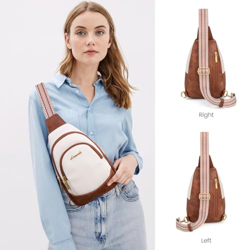 Sling Bag for Women, Leather Crossbody with Detachable Strap I680