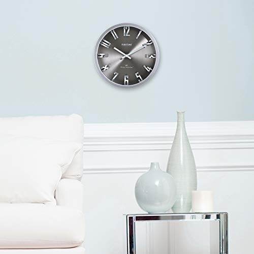 Steel Wall Clock, Silver, 10 x 2 x 10 X122