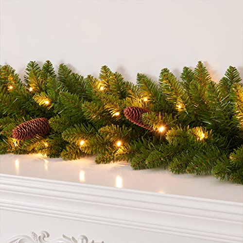 Pre-lit Christmas Garland 9ft with 50 LED Lights, Battery Operated I824