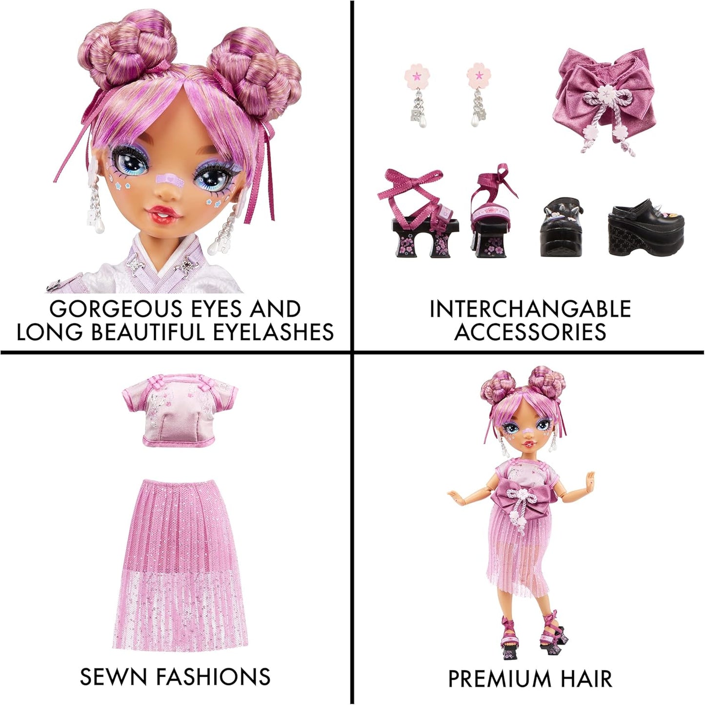 Mauve Purple Fashion Doll with 2 Designer Outfits and Accessories I8104