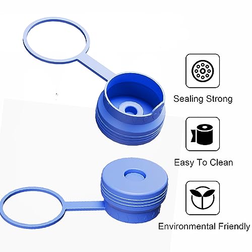 Water Jug Cap 5 Gallon, Silicone Reusable with Hang Loop, 55mm, 2 Pack O817
