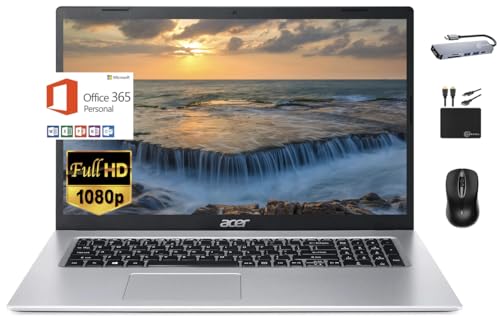 Acer Aspire 1 Slim 2024 Newest Laptop, 15.6'' Full HD Display, 8GB RAM, 128GB eMMC, Dual-Core Intel Celeron N4500, UHD Graphics, RJ45, WiFi, Webcam, 1-Year Microsoft 365, Windows 11S +MarxsolAccessory