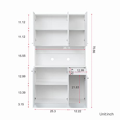 39" Wardrobe Armoire Closet with Doors and Shelves, White P902