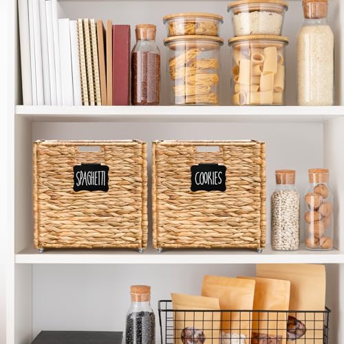 Wicker Cube Storage Baskets with Handles, Set of 4 H2369