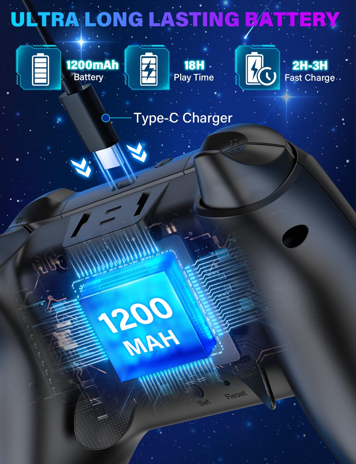 Wireless Switch Controller with RGB Lights, Rechargeable Gamepad P741817