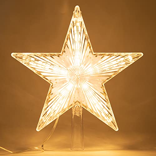 Christmas Tree Topper Star with Warm White Light, 8.7 Inch Q202