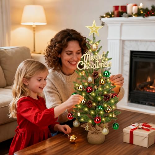 24-inch Tabletop Christmas Tree with 30 LED Lights and 26 Ornaments Z769665