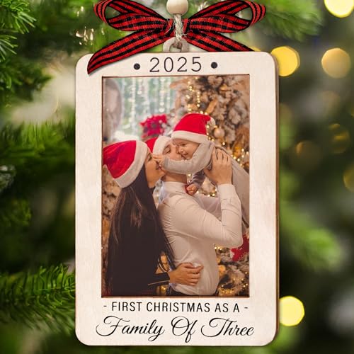 Christmas Ornament Picture Frame - Wooden Landscape Photo Frame for Tree U75225