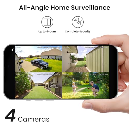 Wireless Outdoor Security Cameras, 4-Cam Kit, Solar-Powered, 360° Pan & Tilt, 2K Color Night Vision R962279