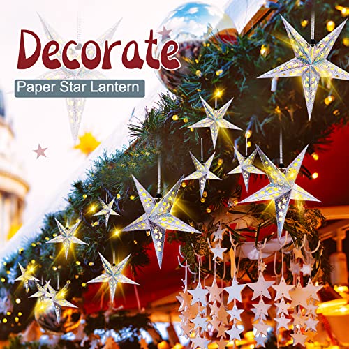 Christmas Paper Star Lanterns with LED Lights Hanging Decor W2538