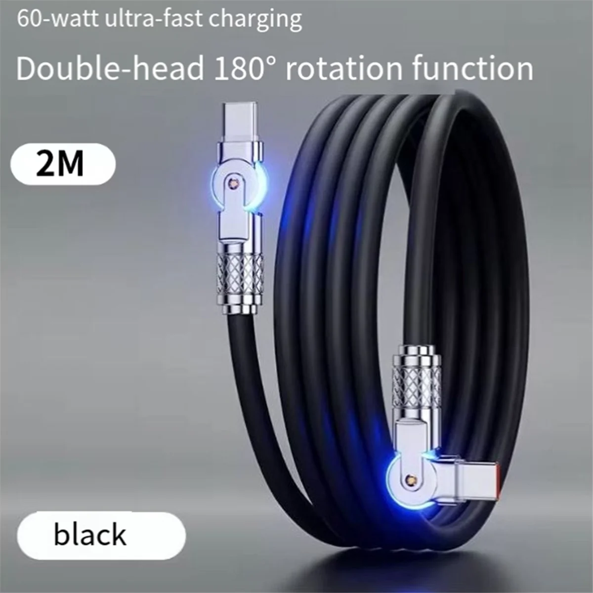 Type-C to Type-C 180° Swivel Double Elbow Data Cable 2m B3888