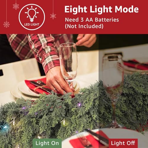 9ft Prelit Faux Pine Garland with Lights for Mantle Q9088