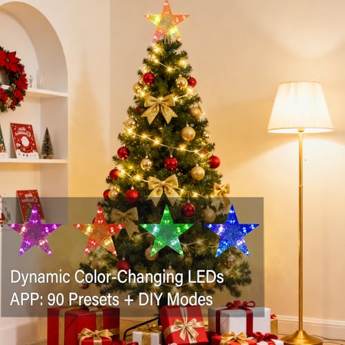 Christmas Star Tree Topper with Color Changing Lights and Remote Control H788