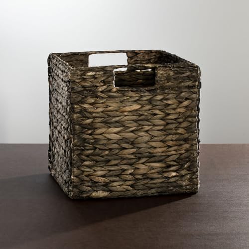 Woven Hyacinth Cube Organizer Basket with Handles, 8 Pack, Black Wash P159359
