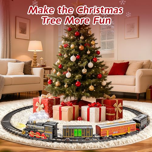 Electric Train Set for Kids with Smoke, Light and Sound, DIY Track Building Toy V61635