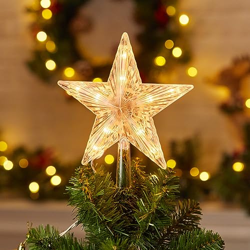 Christmas Tree Topper Star Lighted 3D Pentagram with 10 Bulbs Plug In G721