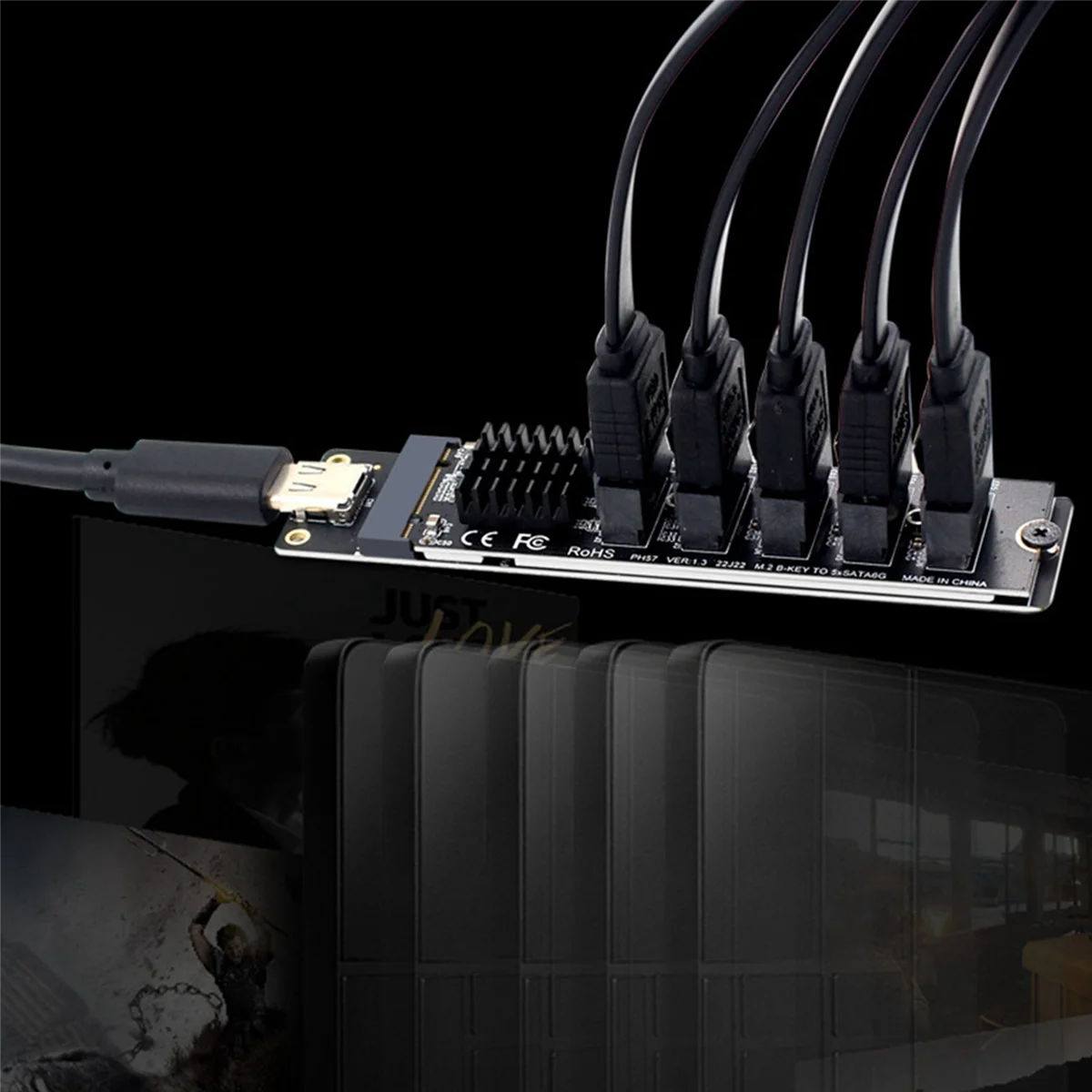 USB-C to SATA 5-Port Adapter Card for SSD HDD Expansion N148