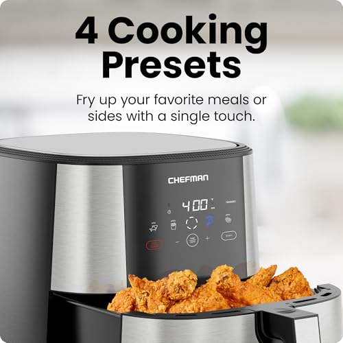 XL 8-Qt Touch Digital Air Fryer, Nonstick Dishwasher-Safe, Stainless Steel P242