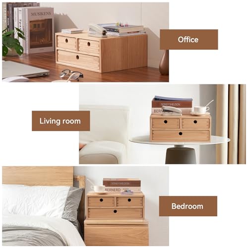 Natural Wooden Desktop Organizer with 3 Drawers D235