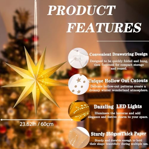 Christmas Paper Snowflake Lanterns with LED Lights for Holiday Party Decor Q23741