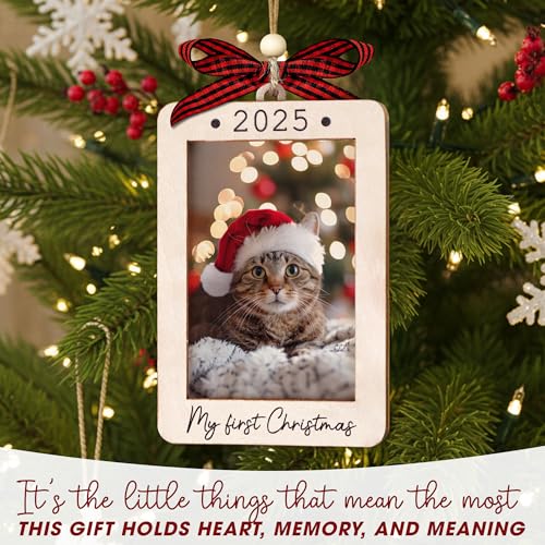 Christmas Ornament Picture Frame - Wooden Landscape Photo Frame for Tree U75225