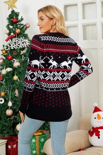Funny Christmas Cardigan for Women Open Front Knit Coat U698
