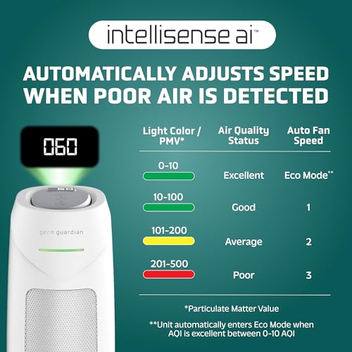 Air Purifier with HEPA Filter for Large Rooms, Removes Smoke, Pet Dander, Pollen, and Odors E469